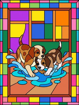 Finished example of the Color by Number page: Puddle Splash