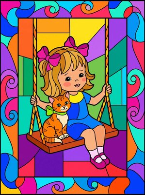 Finished example of the Color by Number page: Swing Fun