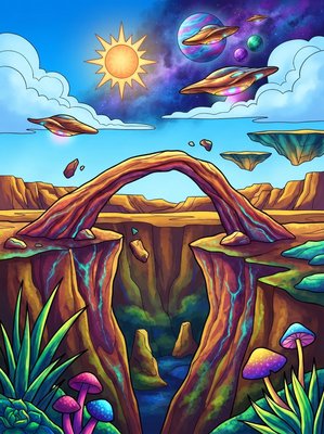 Finished example of the Color by Number page: Stone Bridge