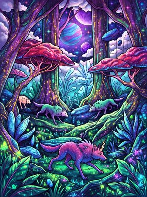 Finished example of the Color by Number page: Vasskari Pack