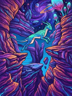 Finished example of the Color by Number page: Canyon Runner
