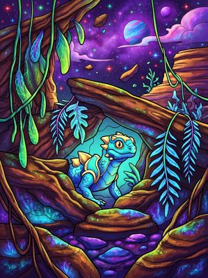 Finished example of the Color by Number page: Young Arakthos