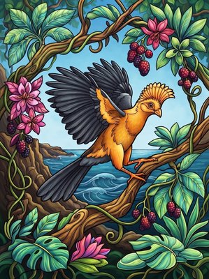 Finished example of the Color by Number page: Livingstone’s Turaco