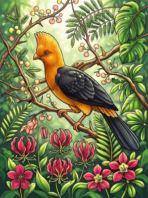 Finished example of the Color by Number page: Hartlaub’s Turaco