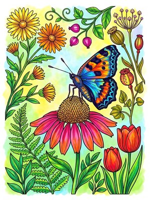 Finished example of the Color by Number page: Tortoiseshell