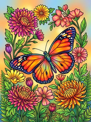 Finished example of the Color by Number page: Common Tiger