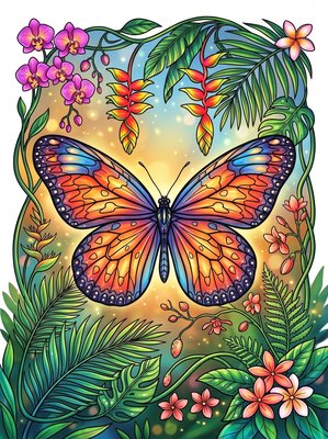 Finished example of the Color by Number page: Paper Kite