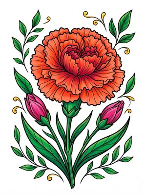 Finished example of the Color by Number page: January Love