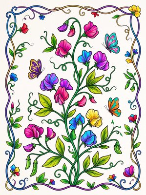 Finished example of the Color by Number page: April Gratitude