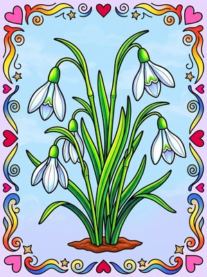 Finished example of the Color by Number page: January Hope