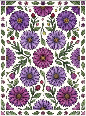 Finished example of the Color by Number page: Aster Rhythm