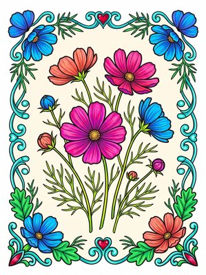 Finished example of the Color by Number page: October Harmony