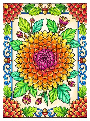 Finished example of the Color by Number page: November Joy