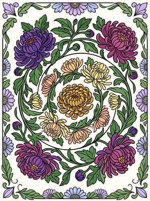 Finished example of the Color by Number page: Joy Pattern
