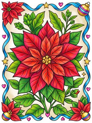 Finished example of the Color by Number page: December Joy