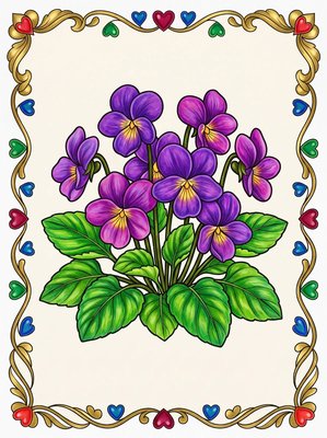 Finished example of the Color by Number page: February Faith