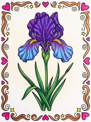 Finished example of the Color by Number page: February Wisdom