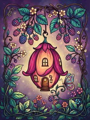 Finished example of the Color by Number page: Blossom Lantern