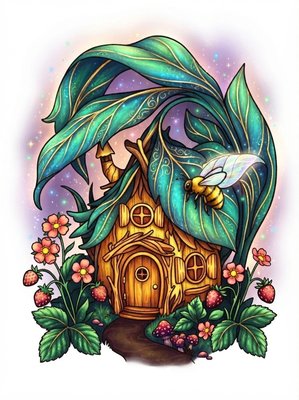 Finished example of the Color by Number page: Hidden House
