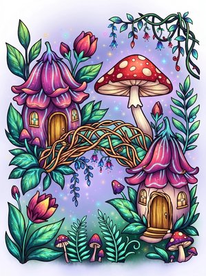 Finished example of the Color by Number page: Vine Bridge