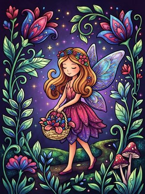 Finished example of the Color by Number page: Garden Snail