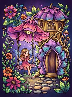 Finished example of the Color by Number page: Flower Caterpillar