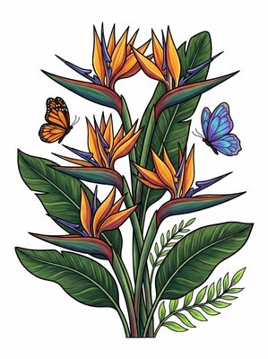 Finished example of the Color by Number page: Paradise Blooms