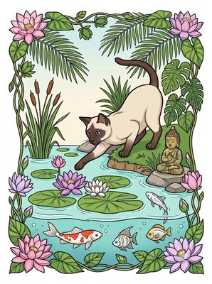 Finished example of the Color by Number page: Lotus Reach