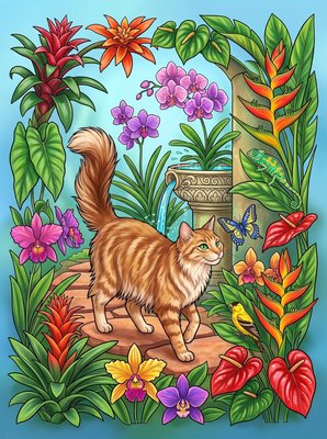 Finished example of the Color by Number page: Orchid Magic