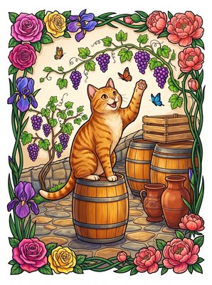 Finished example of the Color by Number page: Vineyard Dash