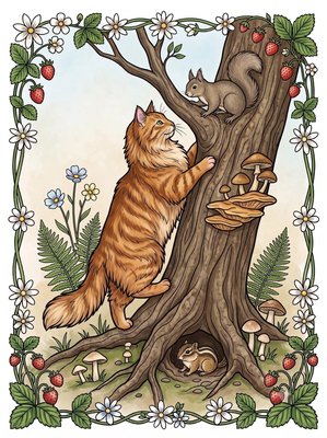 Finished example of the Color by Number page: Tree Climb