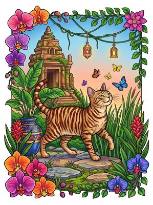 Finished example of the Color by Number page: Jungle Chase