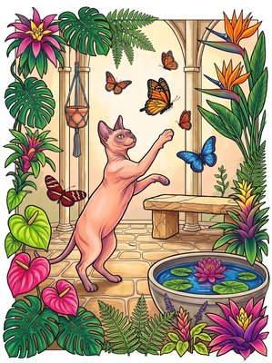 Finished example of the Color by Number page: Butterfly House