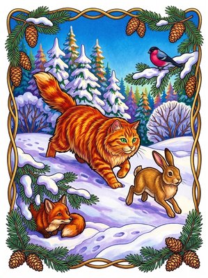 Finished example of the Color by Number page: Snow Chase