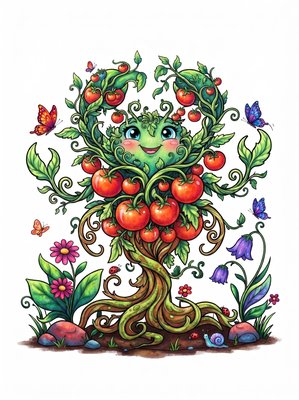 Finished example of the Color by Number page: Tomato Crab