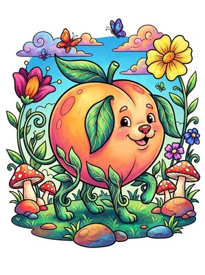 Finished example of the Color by Number page: Peach Puppy