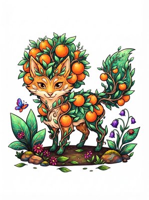 Finished example of the Color by Number page: Orange Fox