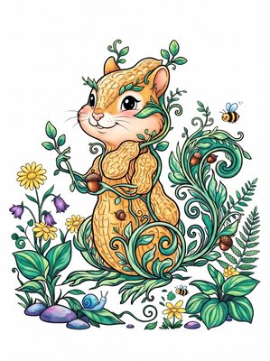 Finished example of the Color by Number page: Peanut Chipmunk