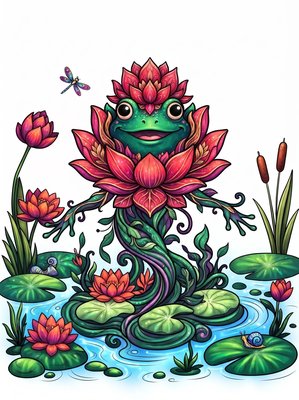 Finished example of the Color by Number page: Lotus King