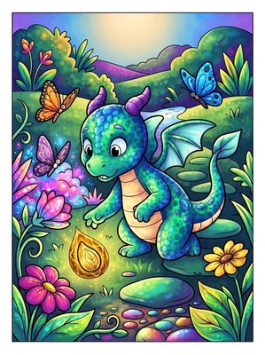 Finished example of the Color by Number page: The Secret Seed