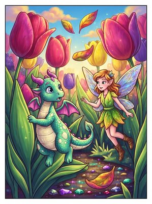 Finished example of the Color by Number page: Giant Tulips