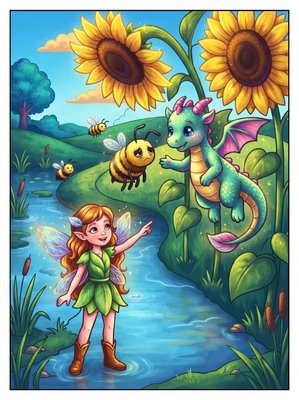 Finished example of the Color by Number page: Helping the Bee