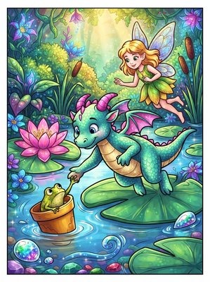 Finished example of the Color by Number page: Lily Pad Rescue