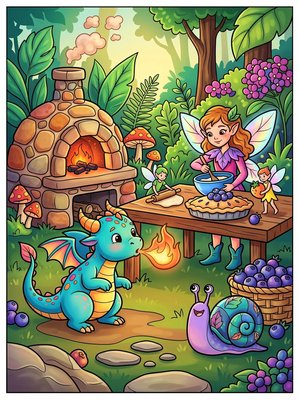 Finished example of the Color by Number page: Berry Pie