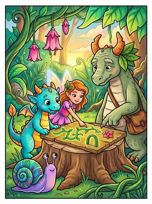 Finished example of the Color by Number page: The Garden Map