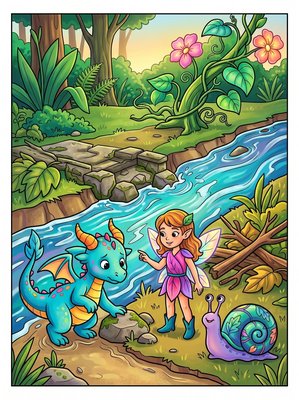 Finished example of the Color by Number page: The Broken Crossing