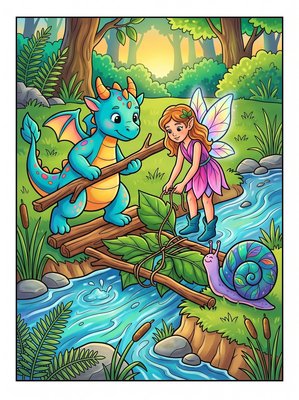 Finished example of the Color by Number page: Building a Bridge