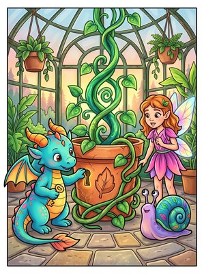 Finished example of the Color by Number page: The Sealed Planter
