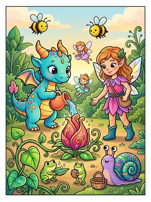 Finished example of the Color by Number page: Everyone Helps