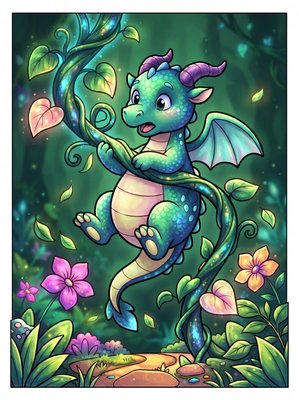 Finished example of the Color by Number page: Lifted by the Vine